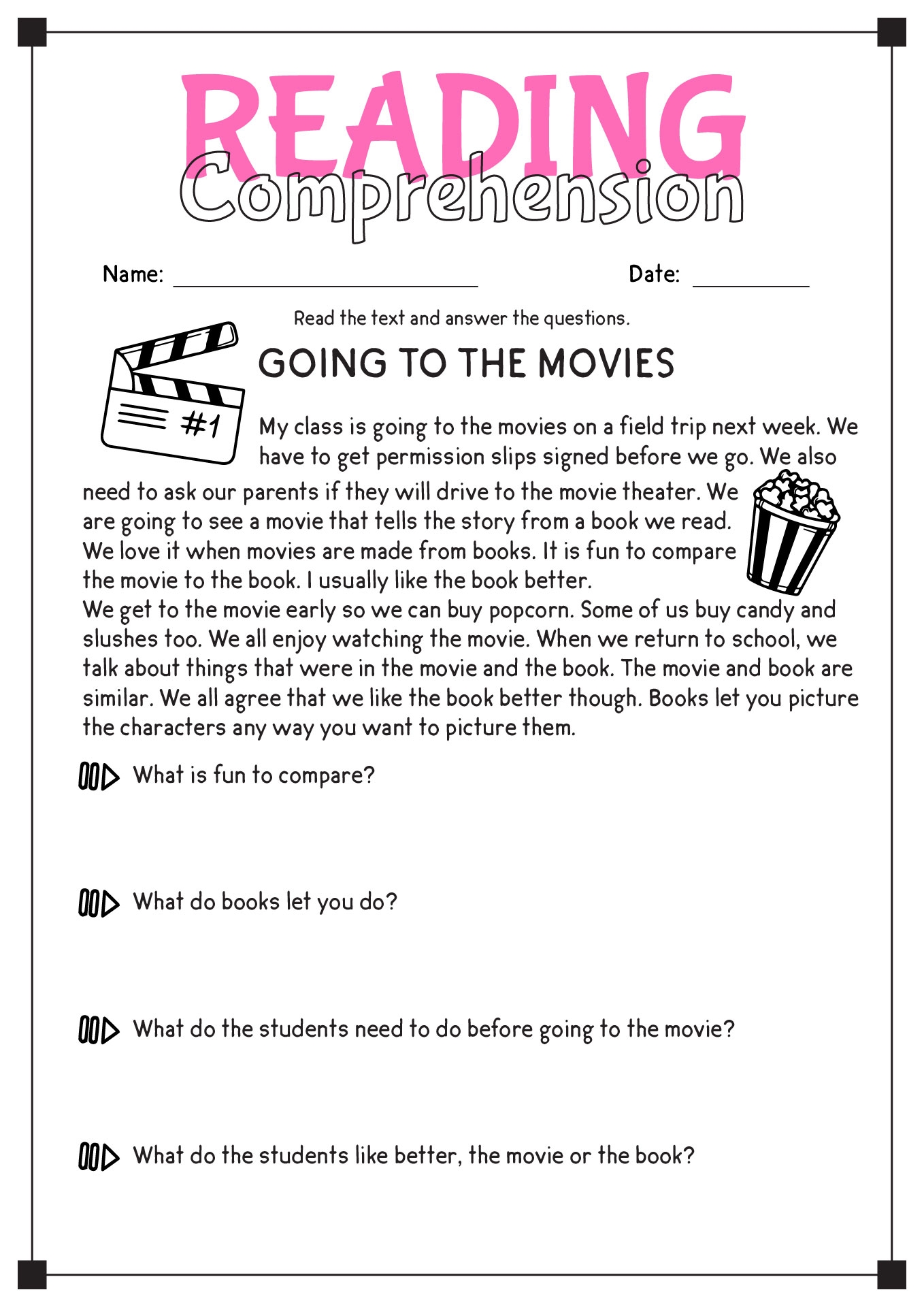 Free Printable Worksheets For Reading