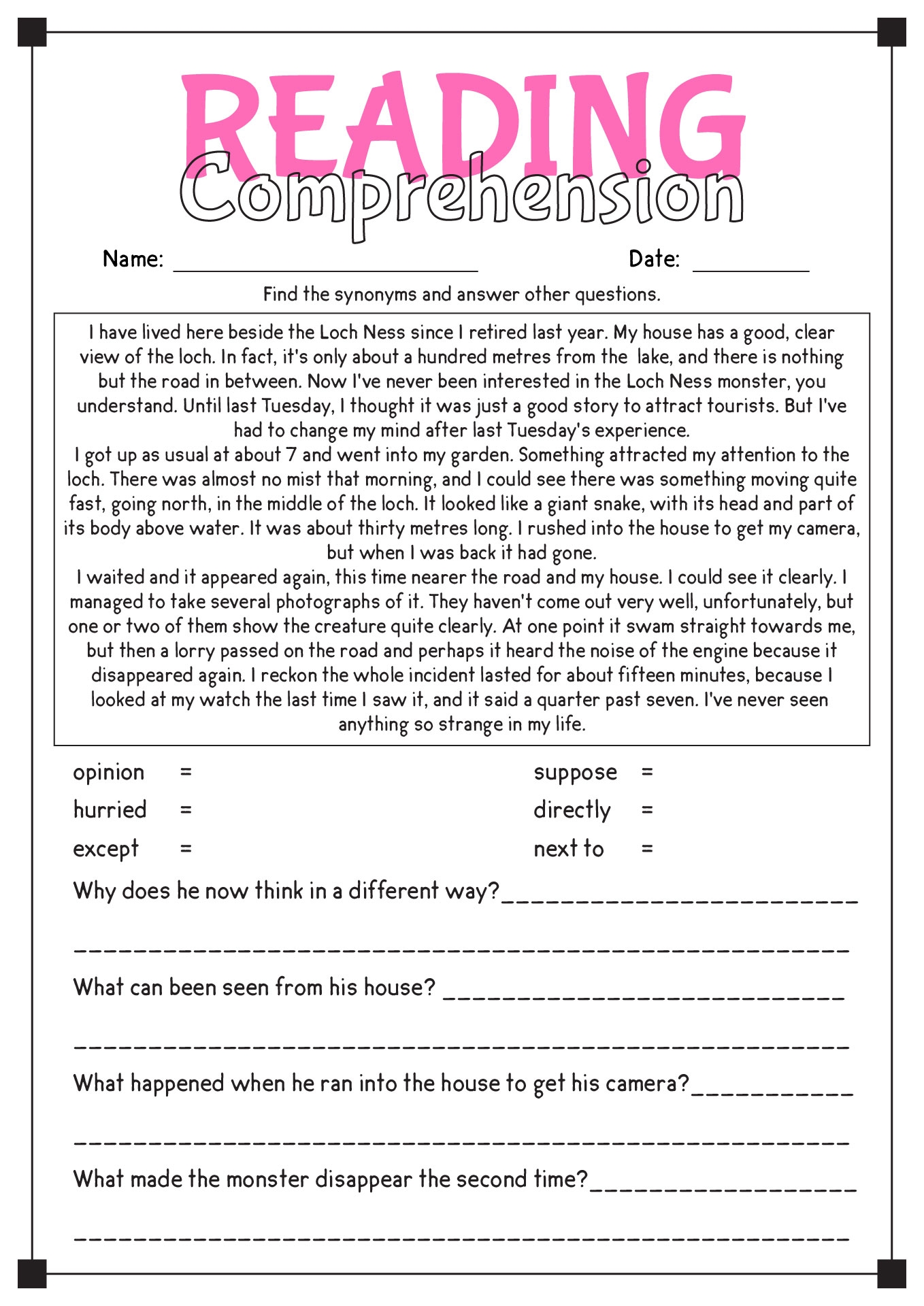 Easy Reading Comprehension Worksheets Pdf Easy Reading Comprehension Worksheets Pdf