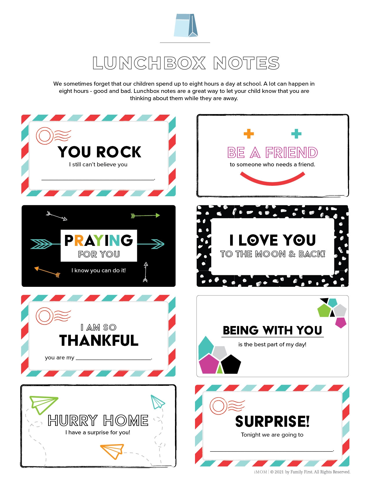 16 Free U0026 Cute Printable Lunchbox Notes For Kids IMOM