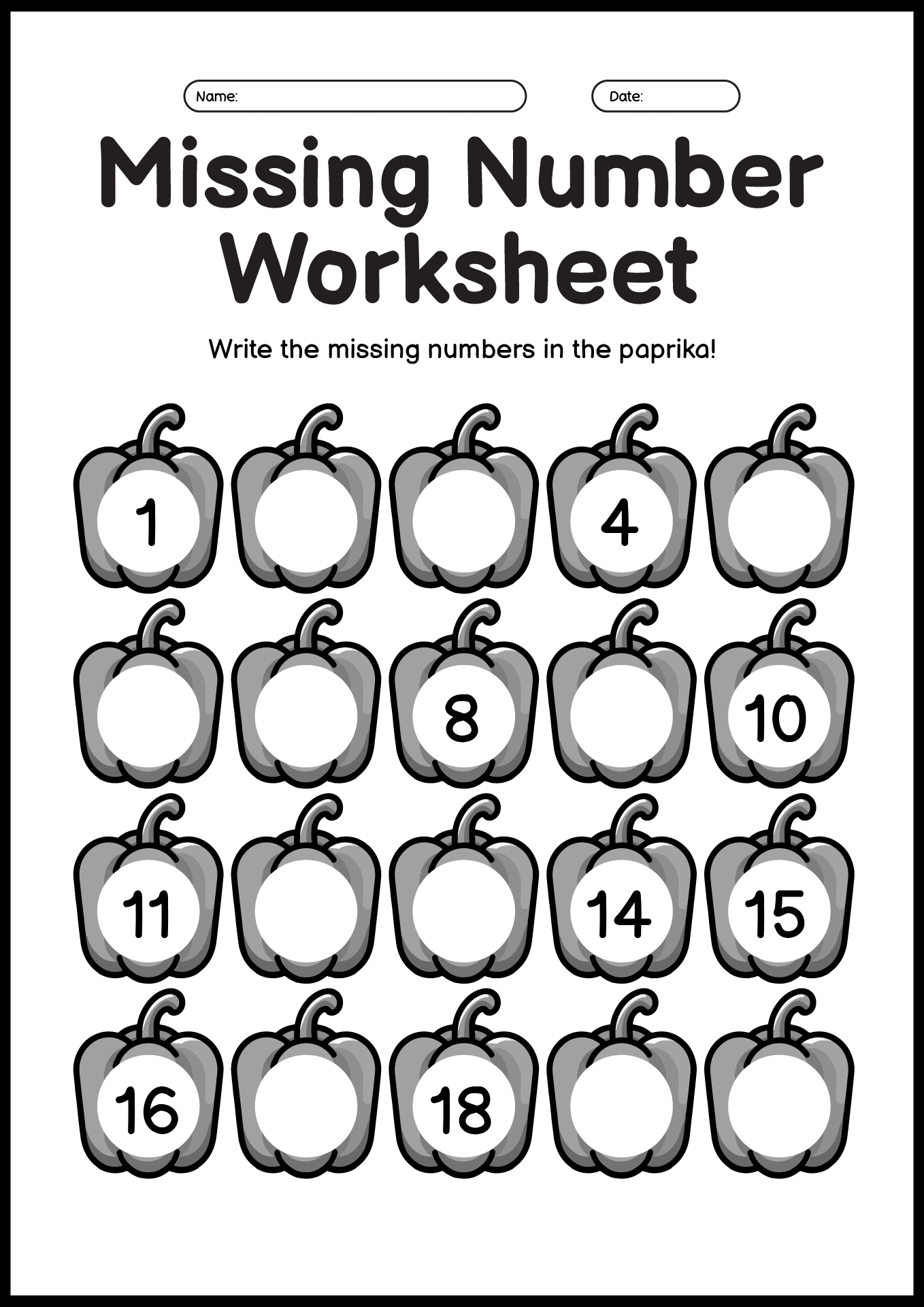 Printable Missing Numbers Worksheets Printable Missing Numbers Worksheets