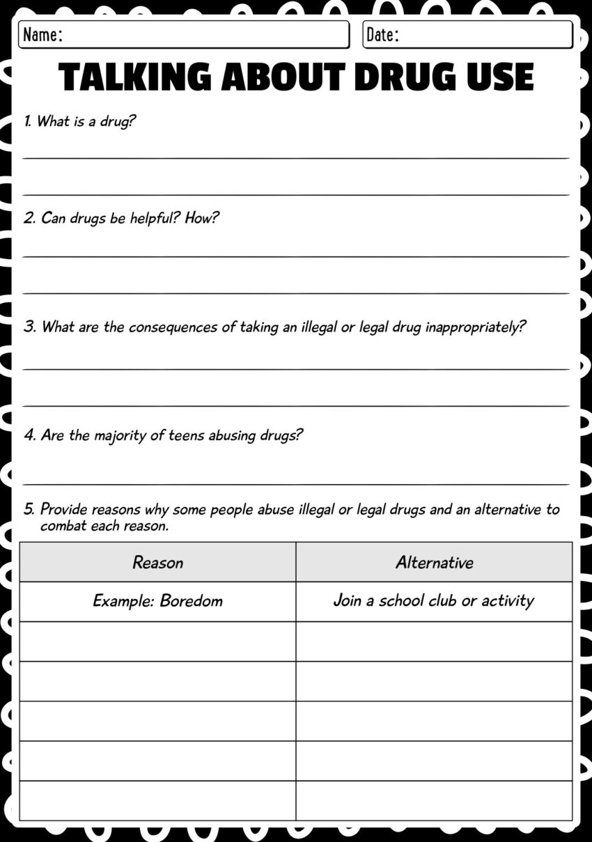 17 Free Printable Drug Worksheets Free PDF At Worksheeto