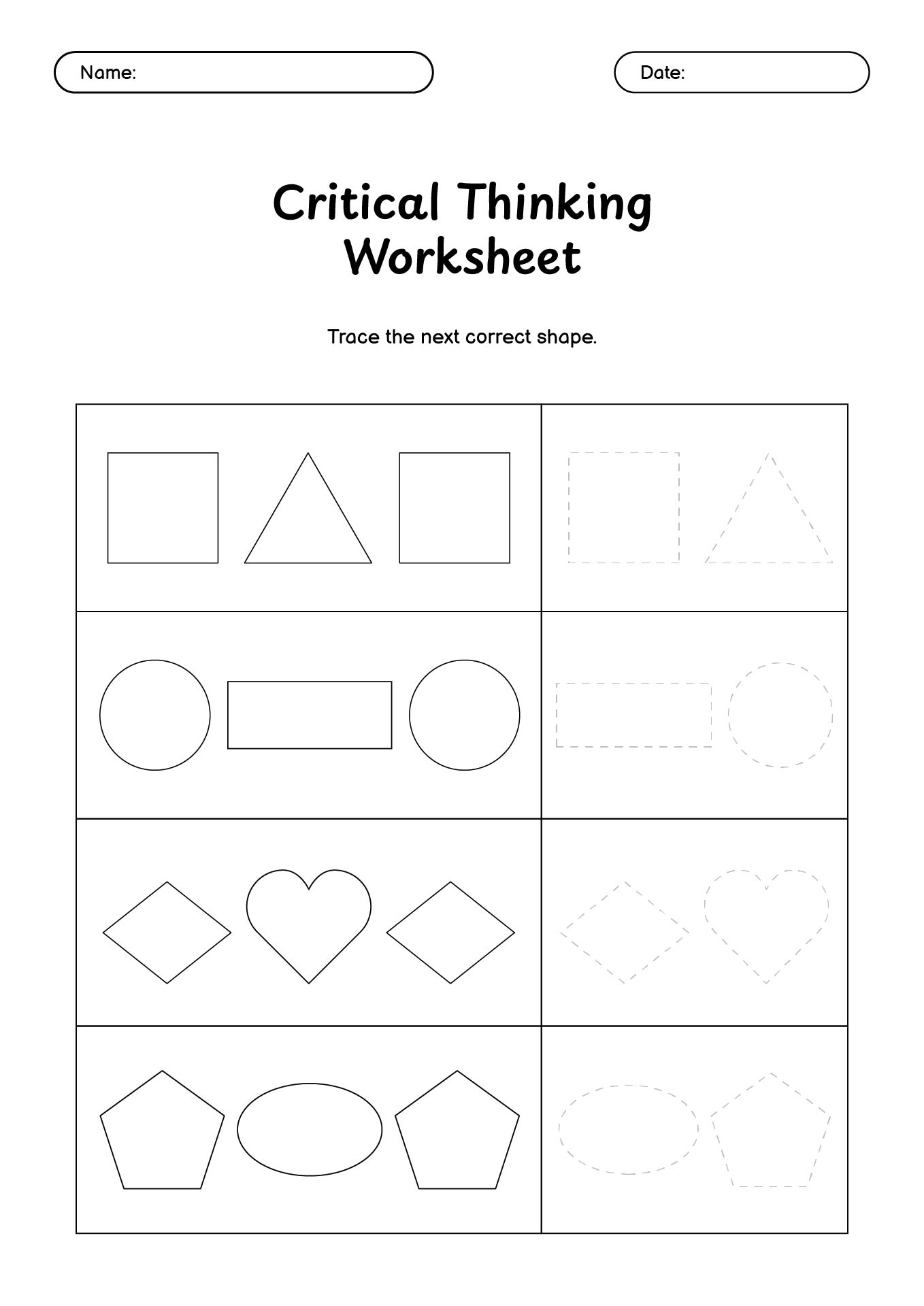 Kindergarten Free Critical Thinking Worksheets