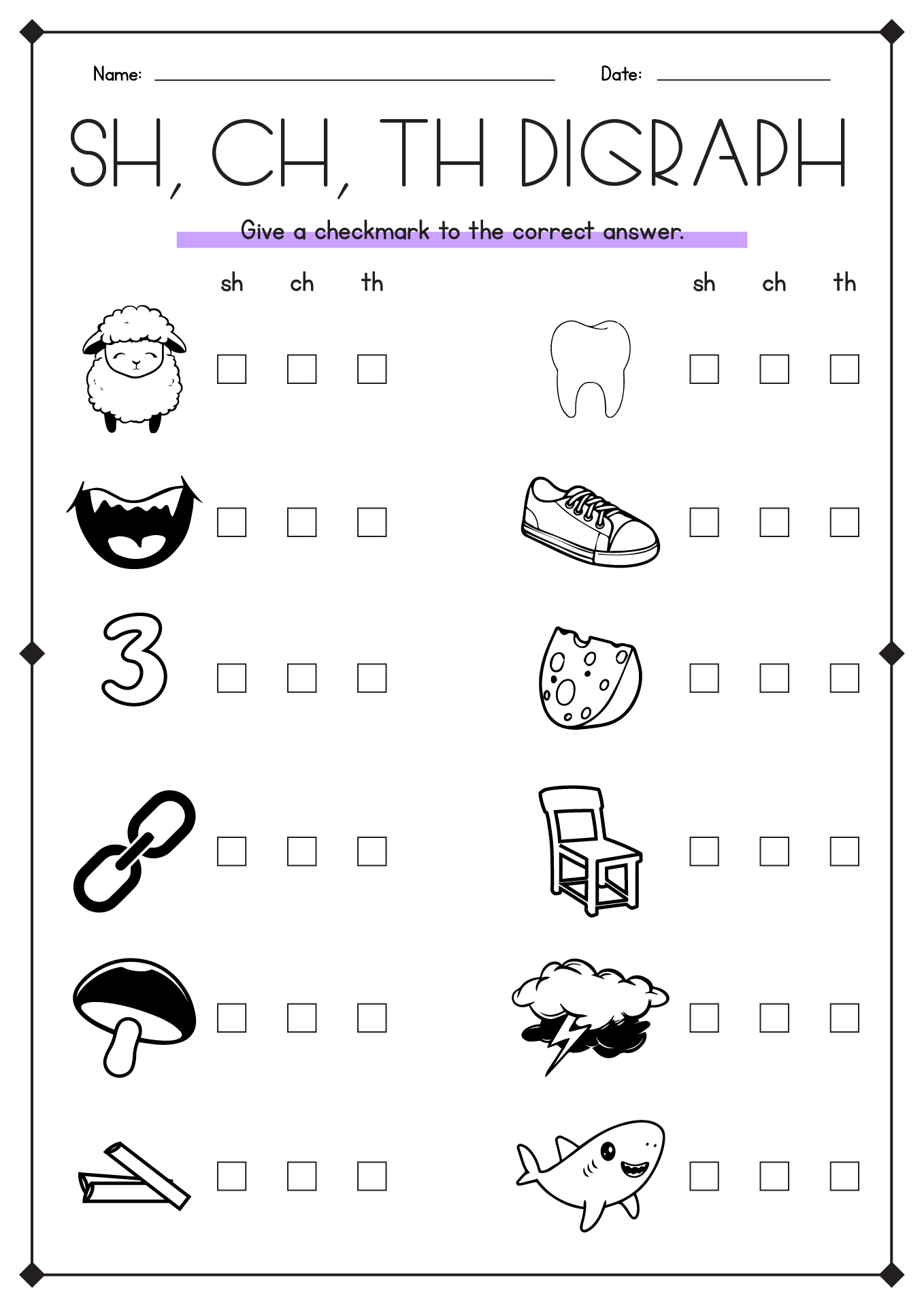 Digraph Worksheets For Kindergarten Free