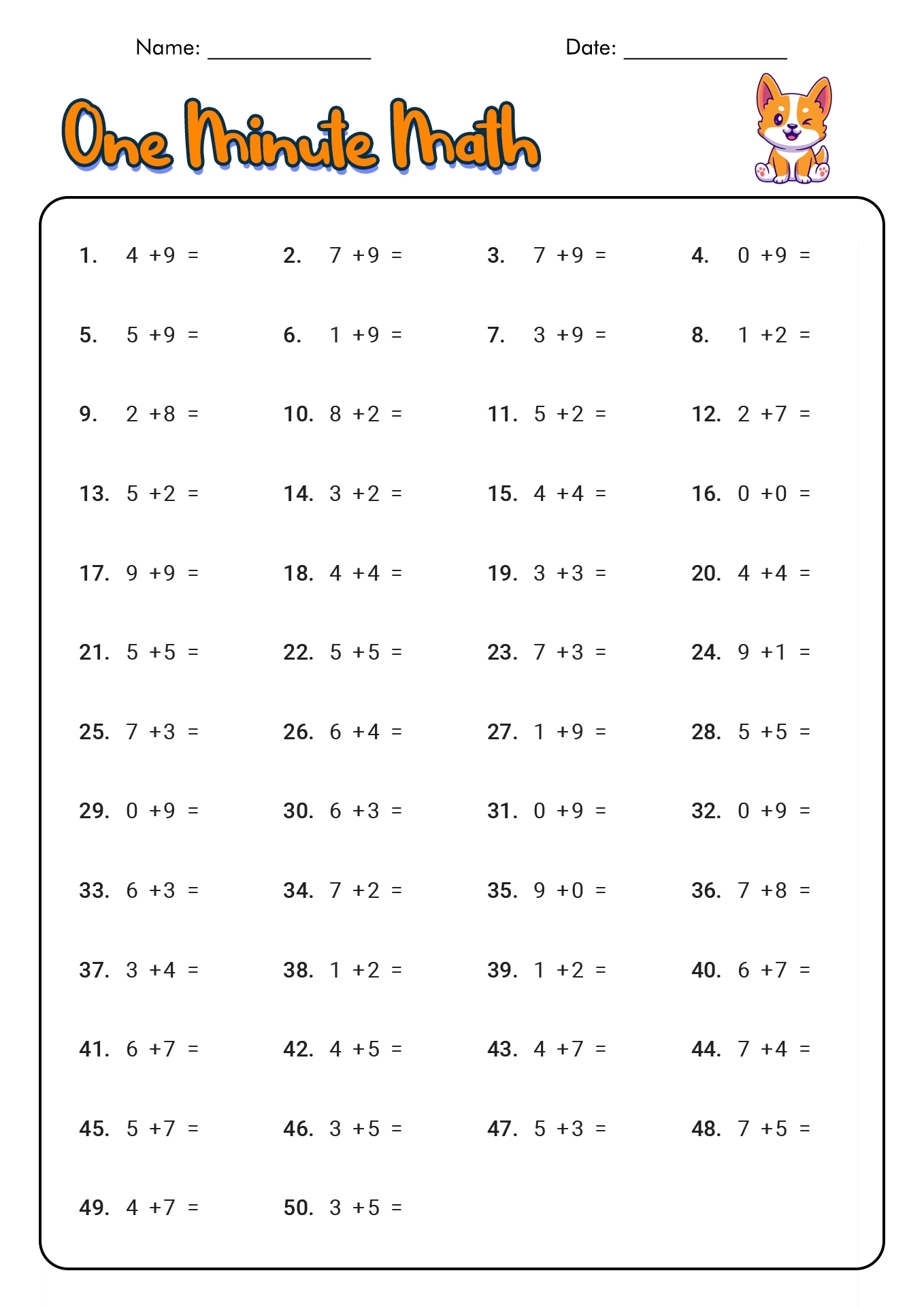18 1 Minute Timed Addition Worksheets Free PDF At Worksheeto 18 1 Minute Timed Addition Worksheets Free PDF At Worksheeto