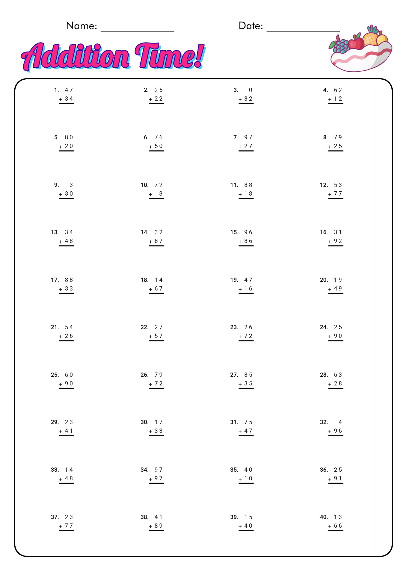 18 1 Minute Timed Addition Worksheets Free PDF At Worksheeto 18 1 Minute Timed Addition Worksheets Free PDF At Worksheeto