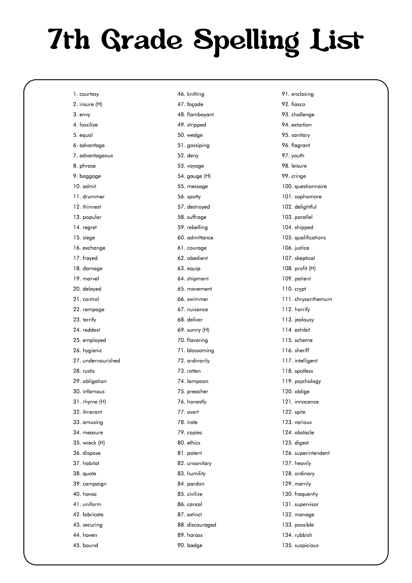 7th Grade Vocabulary Free Printable Worksheets