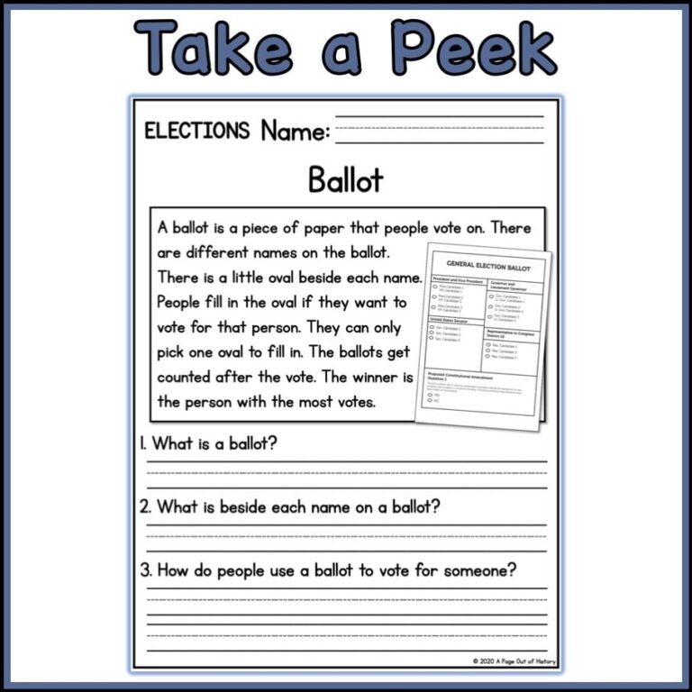 1st 2nd Grade Reading Comprehension Elections Passages U0026 Questions Classroom Homeschool No Prep Printable Standards aligned Etsy