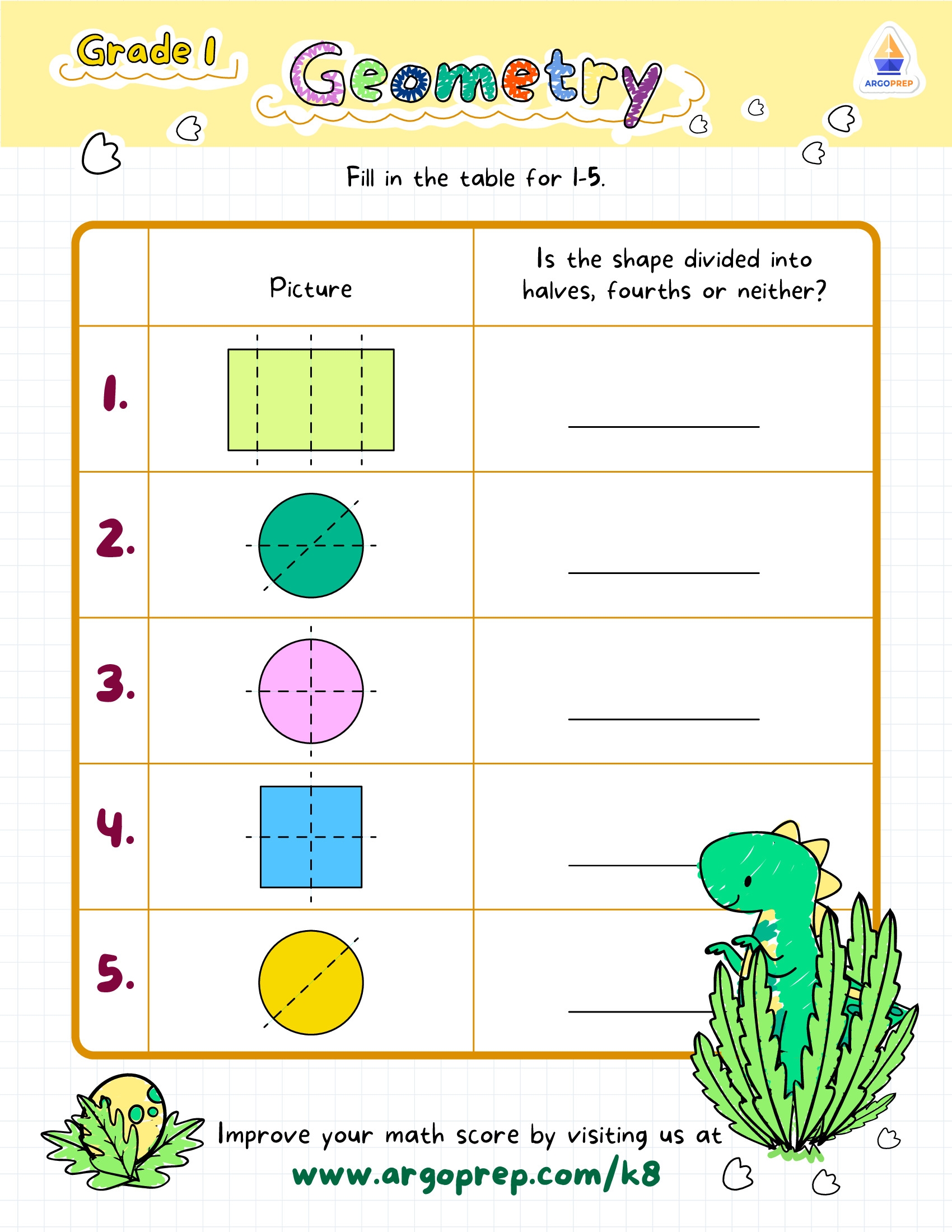 1st Grade Math Fractions Worksheets For Free ArgoPrep
