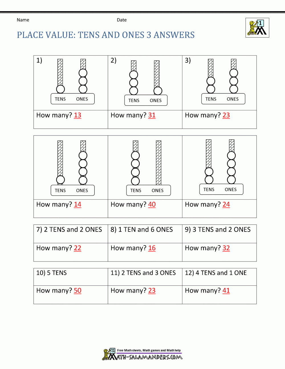 Math Place Value Worksheets For Kindergarten Math Place Value Worksheets For Kindergarten