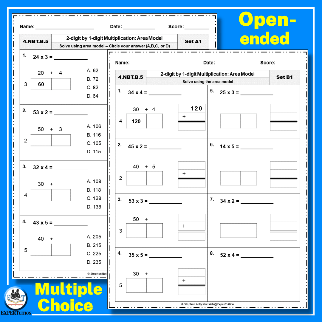 2 Digit By 1 Digit Area Model Multiplication Worksheets ExperTuition 2 Digit By 1 Digit Area Model Multiplication Worksheets ExperTuition