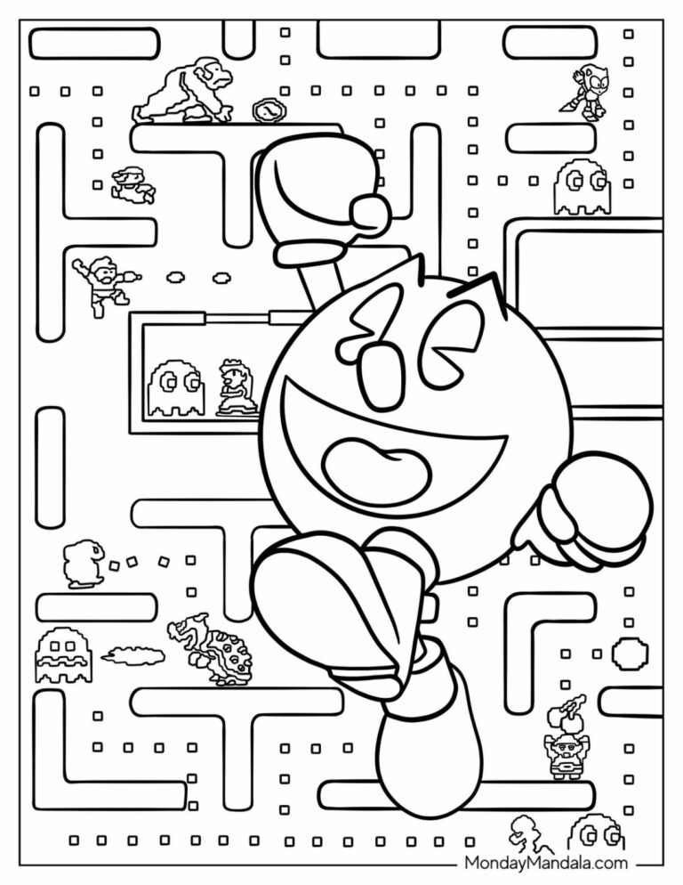 20 Pac Man Coloring Pages Free PDF Printables 