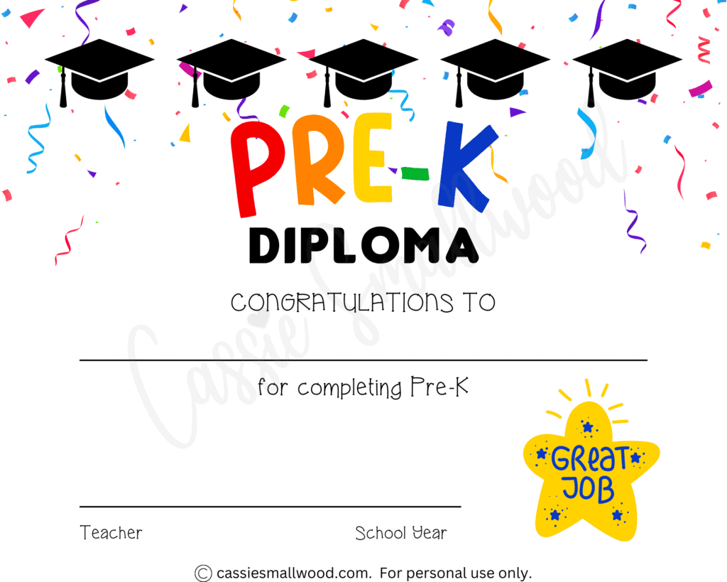 20 Preschool And Kindergarten Graduation Certificates FREE PRINTABLE Cassie Smallwood 20 Preschool And Kindergarten Graduation Certificates FREE PRINTABLE Cassie Smallwood