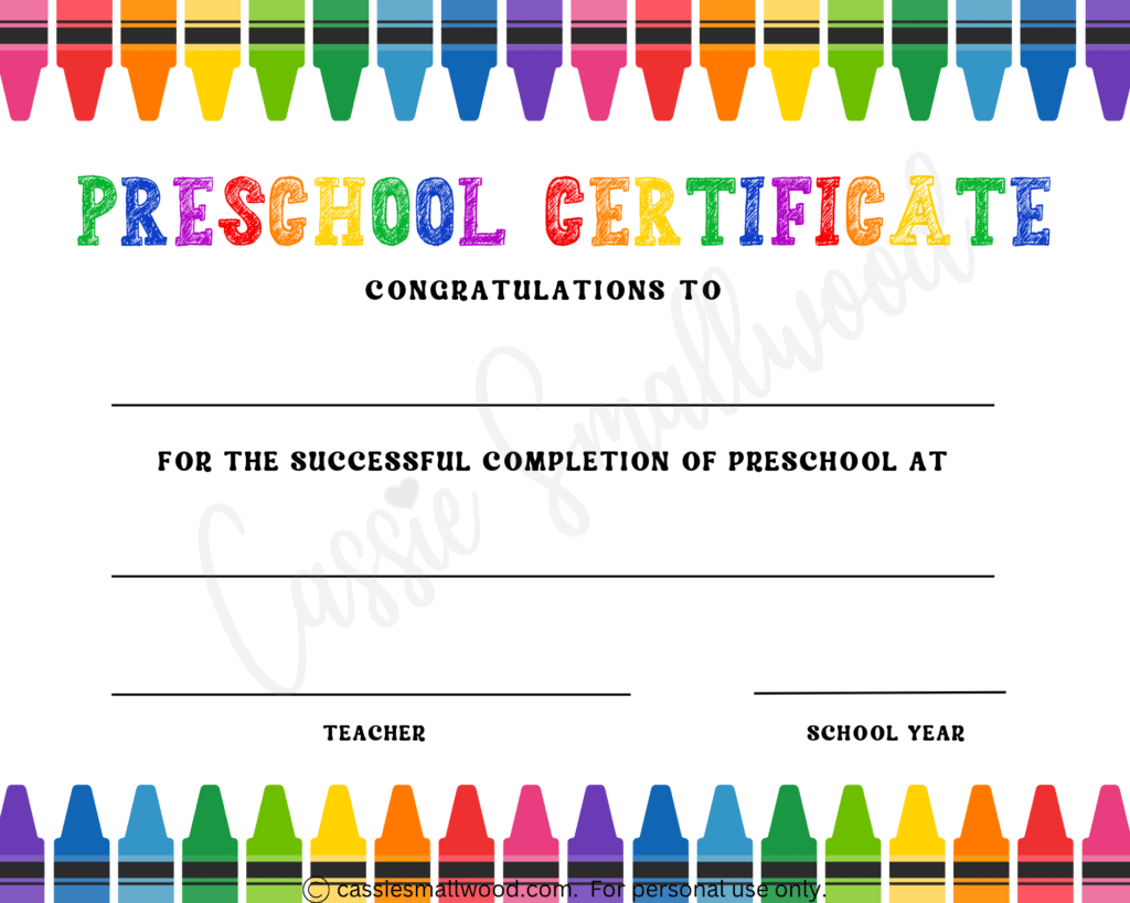 20 Preschool And Kindergarten Graduation Certificates FREE PRINTABLE Cassie Smallwood 20 Preschool And Kindergarten Graduation Certificates FREE PRINTABLE Cassie Smallwood