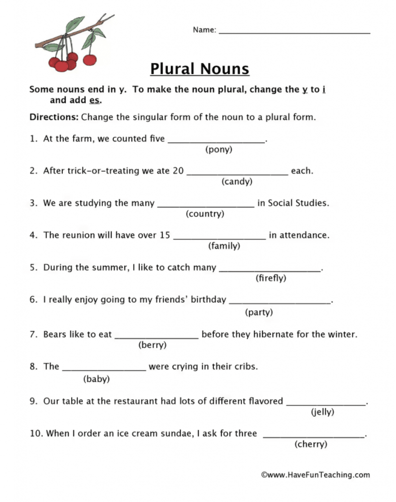 Free First Grade Noun Worksheets