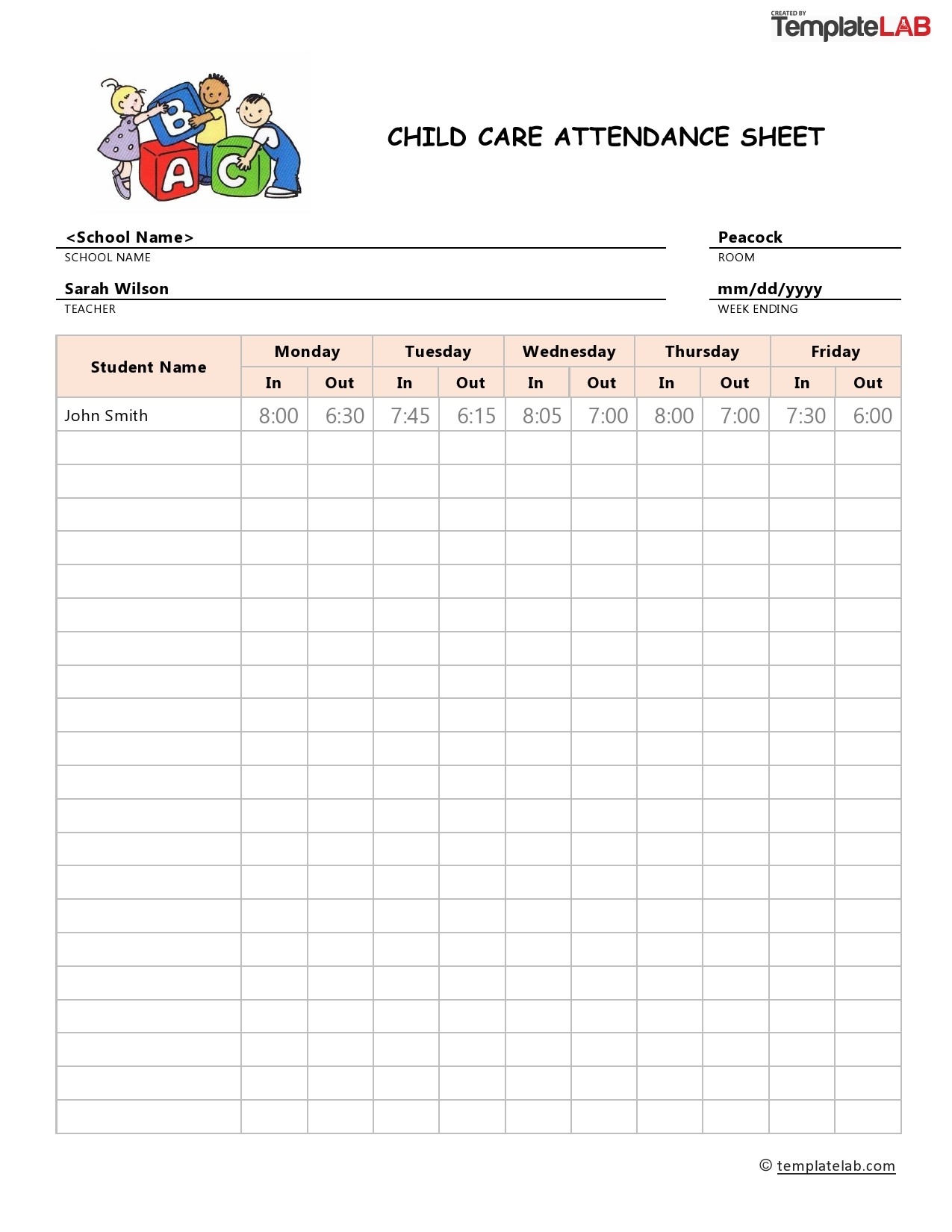 Printable Attendance Chart For Preschool