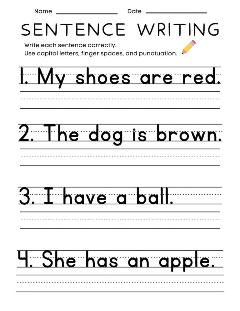 25 Printable Sentence Writing Worksheets Write The Sentence Worksheets Practice Writing Activity 1st 3rd Grade ELA Worksheets Etsy