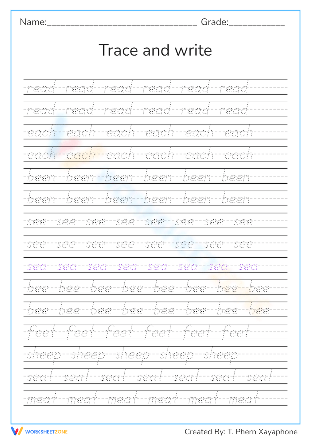 Free Handwriting Practice Printable Worksheets