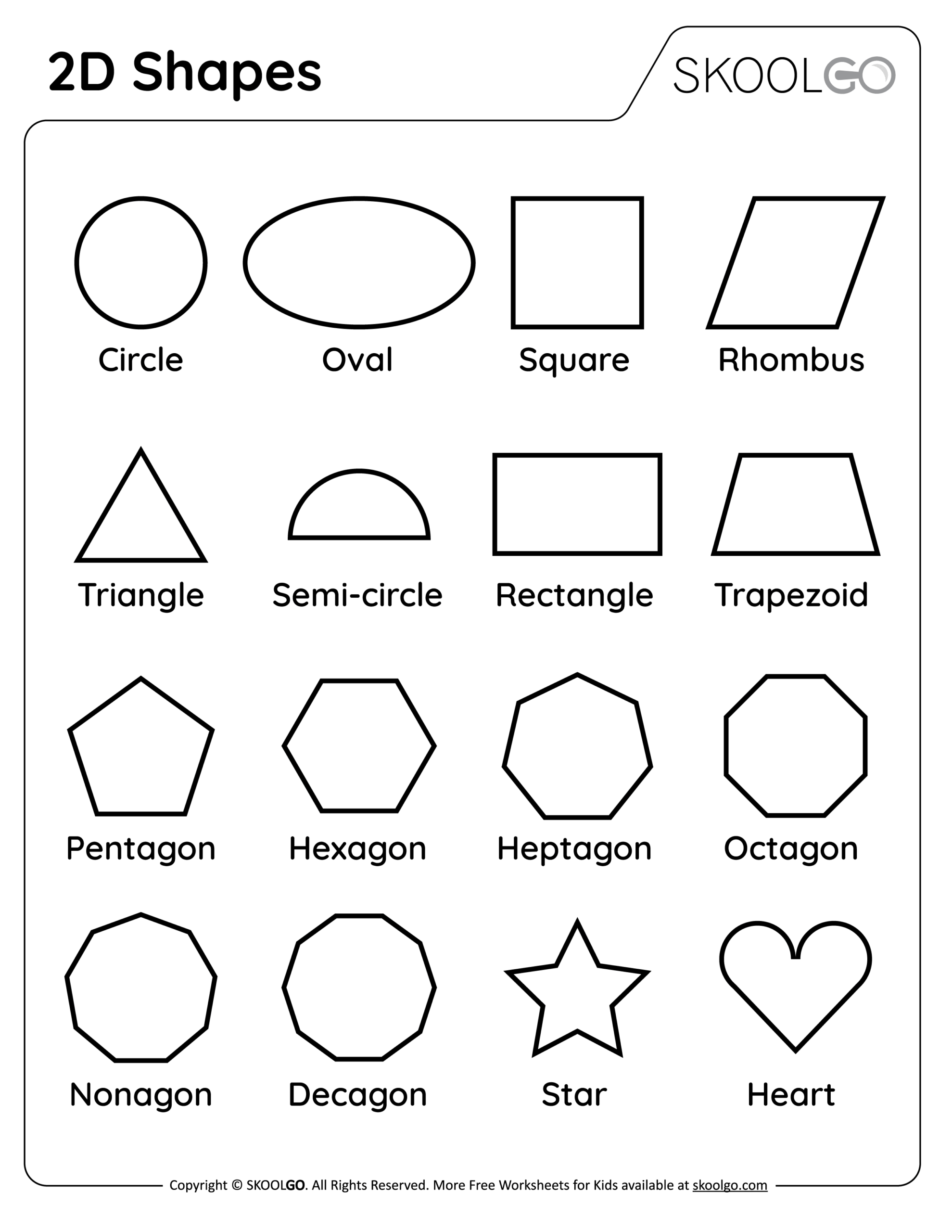2D Shapes Free Worksheet SKOOLGO Worksheets Library