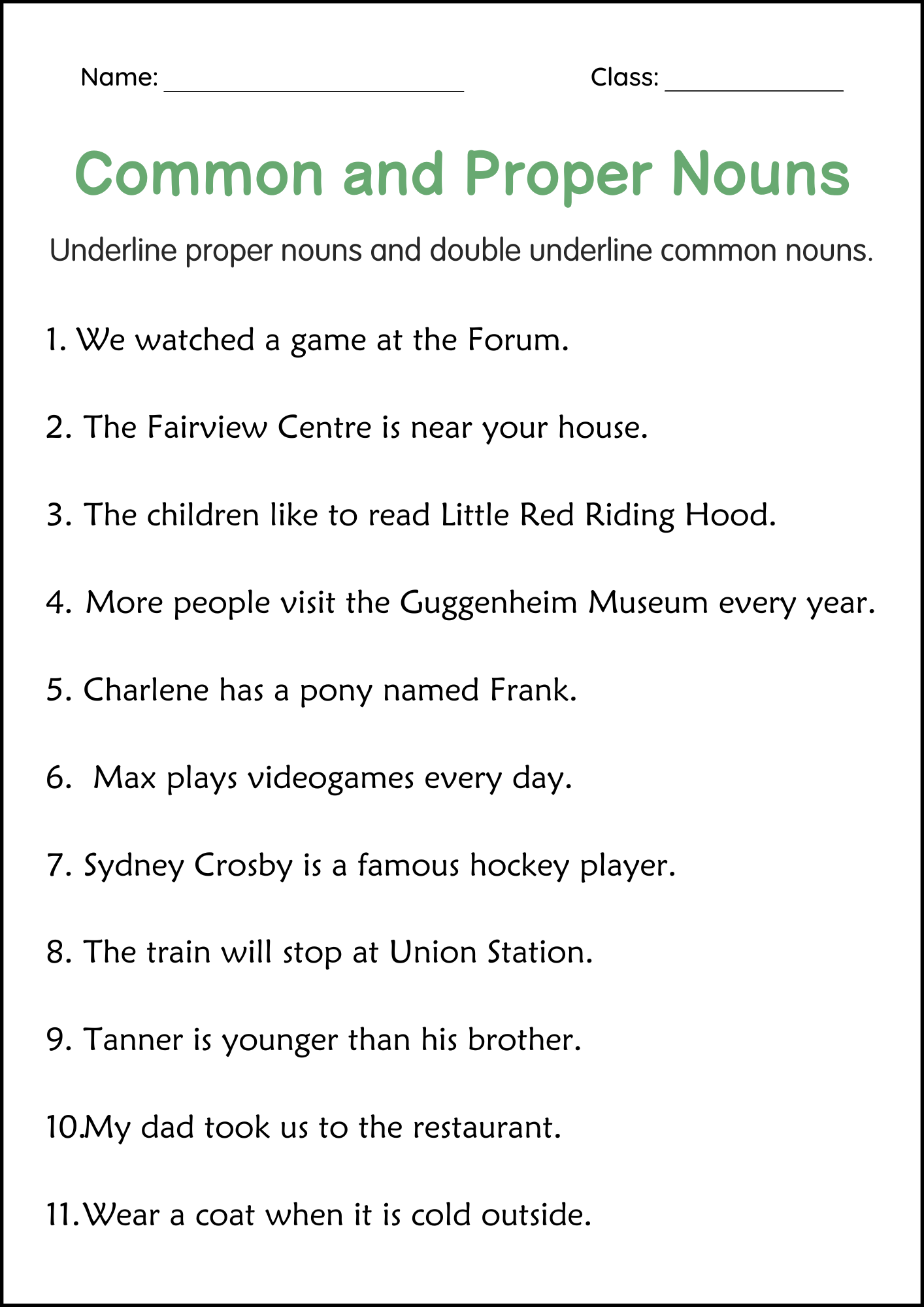 2nd Grade Common And Proper Nouns Grammar Activities Worksheets Made By Teachers