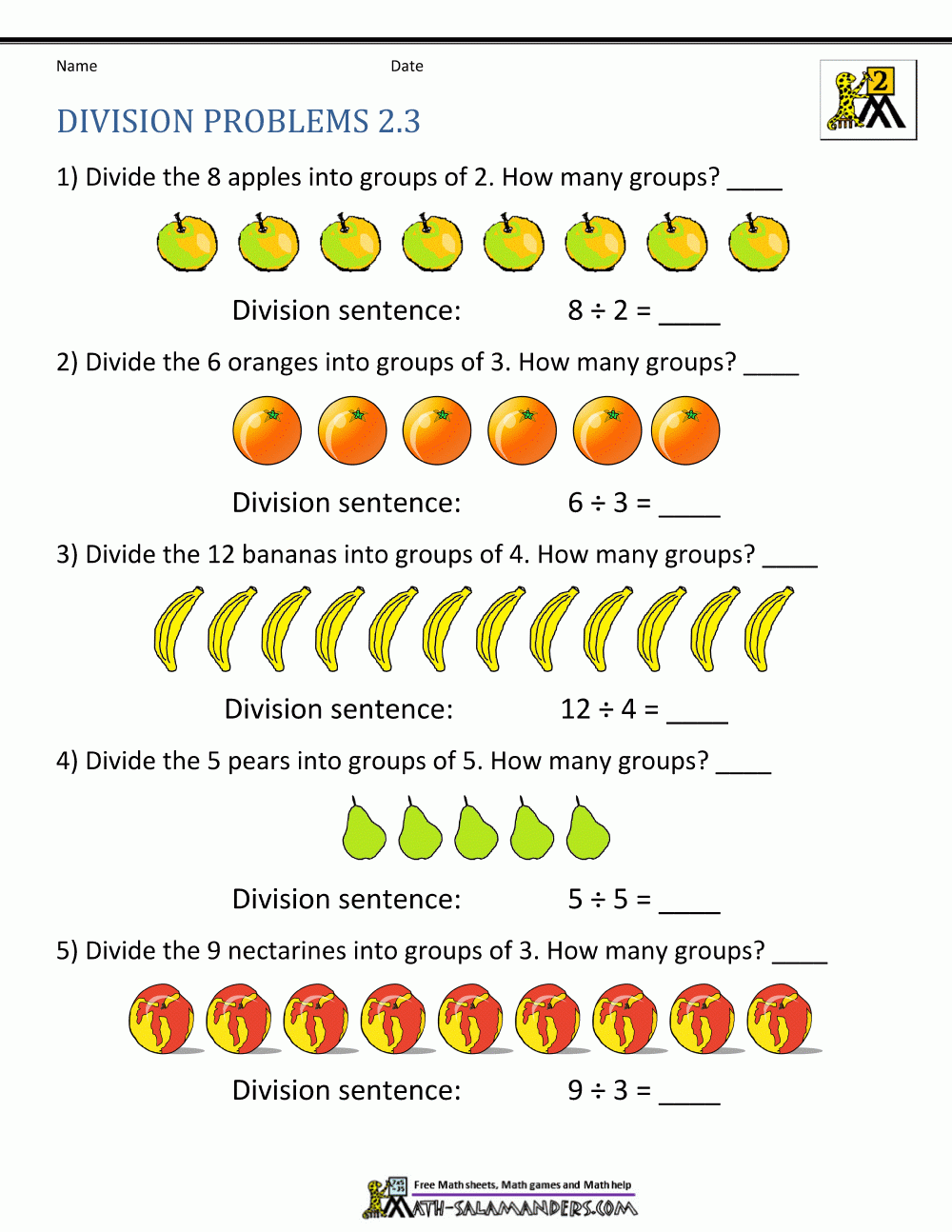 2nd Grade Division Worksheets 2nd Grade Division Worksheets