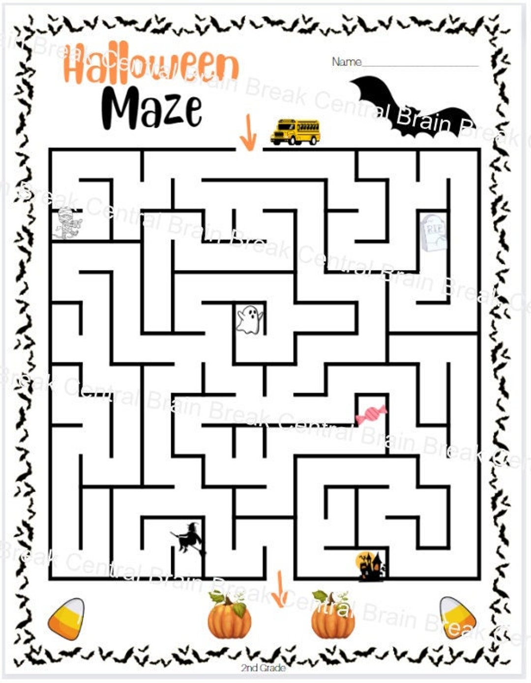 2nd Grade Halloween Maze With Answer Key Printable Etsy 2nd Grade Halloween Maze With Answer Key Printable Etsy