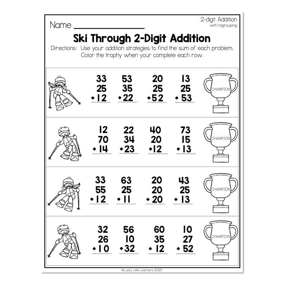 2nd Grade Math Worksheets 2 Digit Addition With Regrouping Ski Worksheets Library 2nd Grade Math Worksheets 2 Digit Addition With Regrouping Ski Worksheets Library