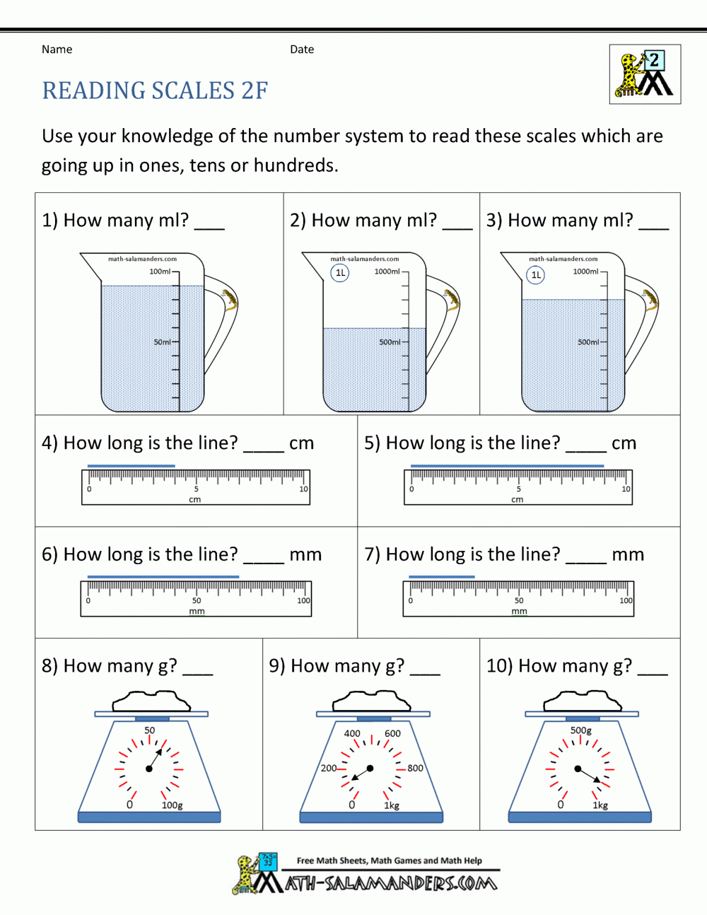 2nd Grade Measurement Worksheets
