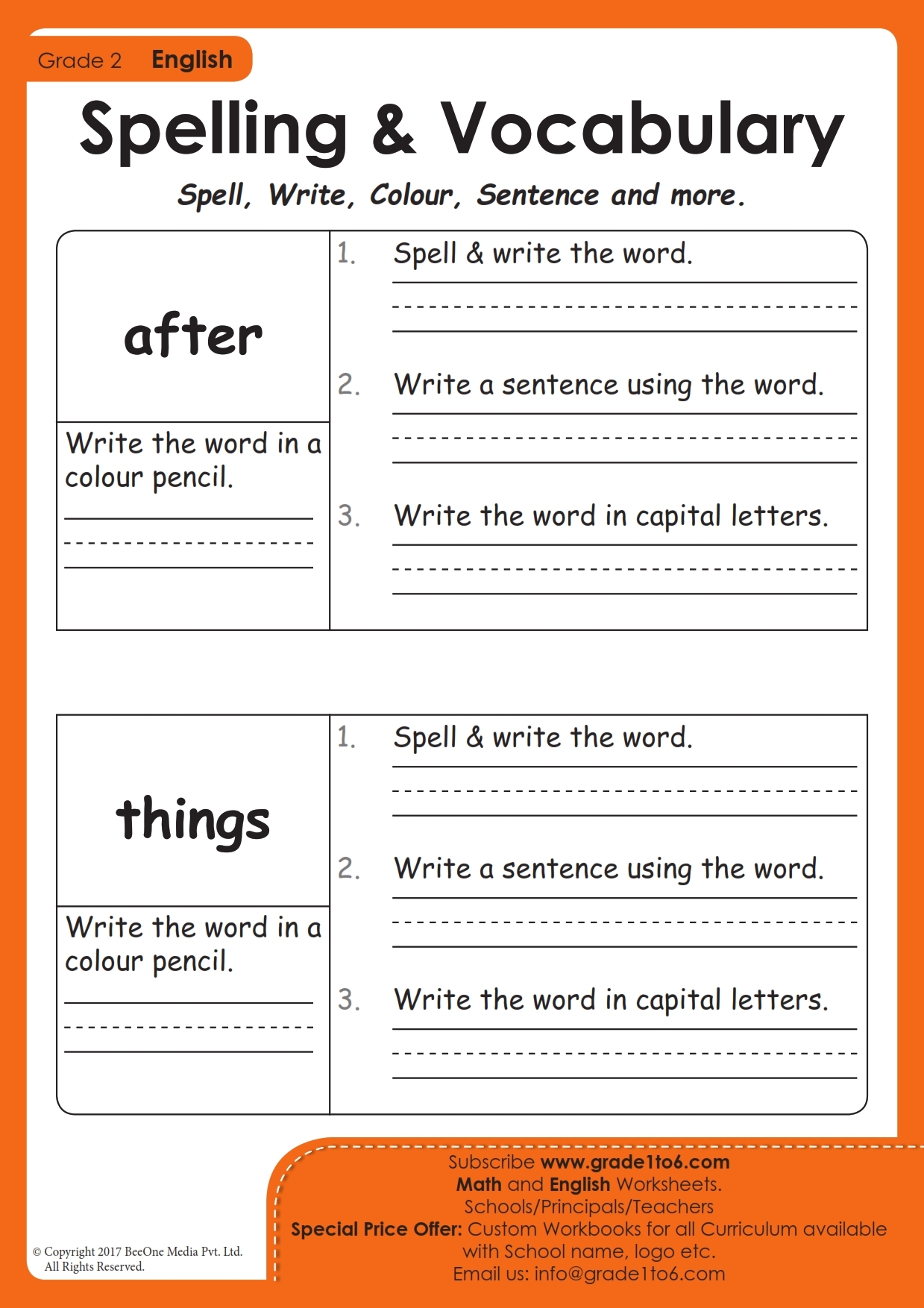 Printable Spelling Worksheets For Grade 2