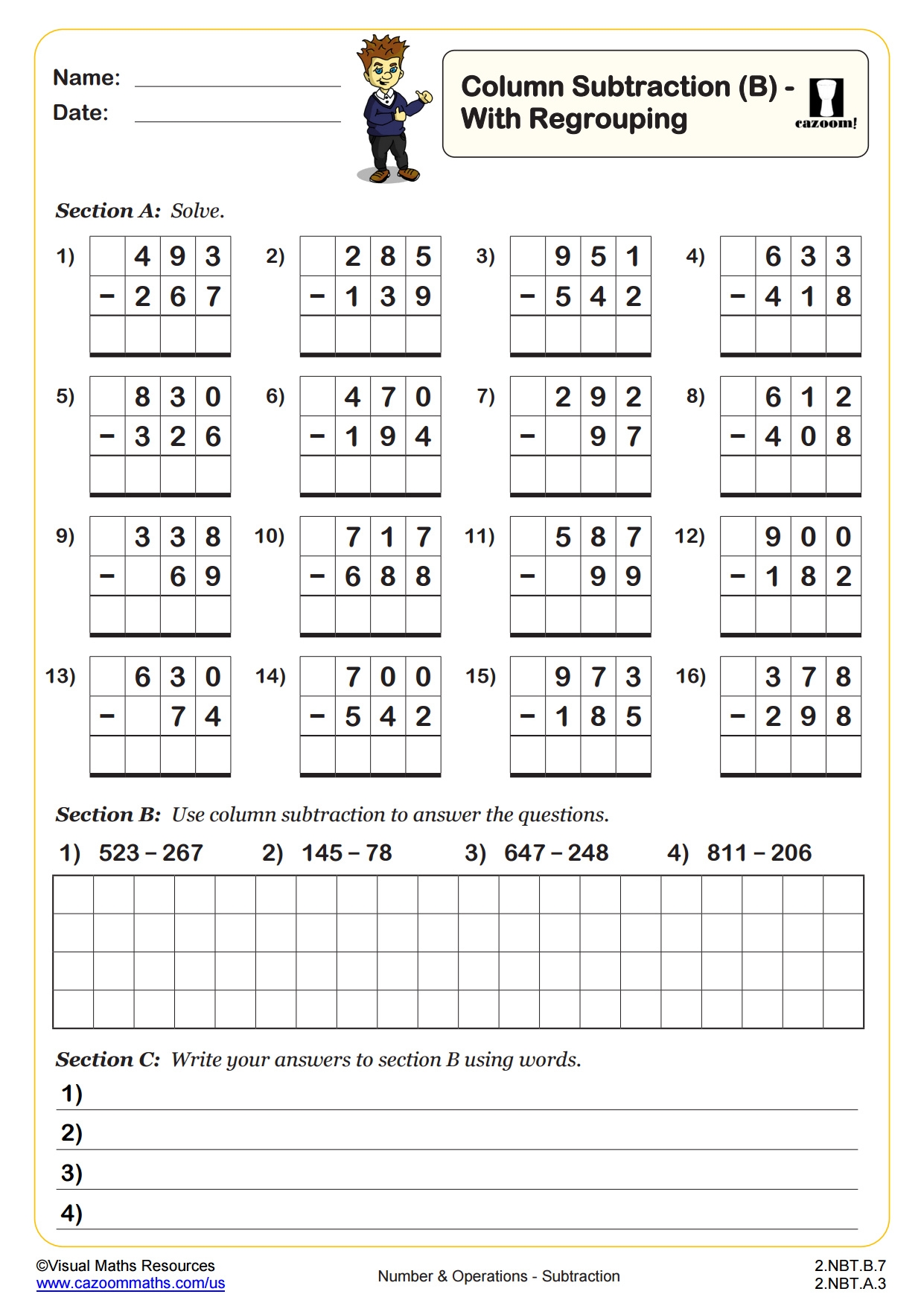 2nd Grade Subtraction Worksheets PDF Printable Worksheets Cazoom Math 2nd Grade Subtraction Worksheets PDF Printable Worksheets Cazoom Math