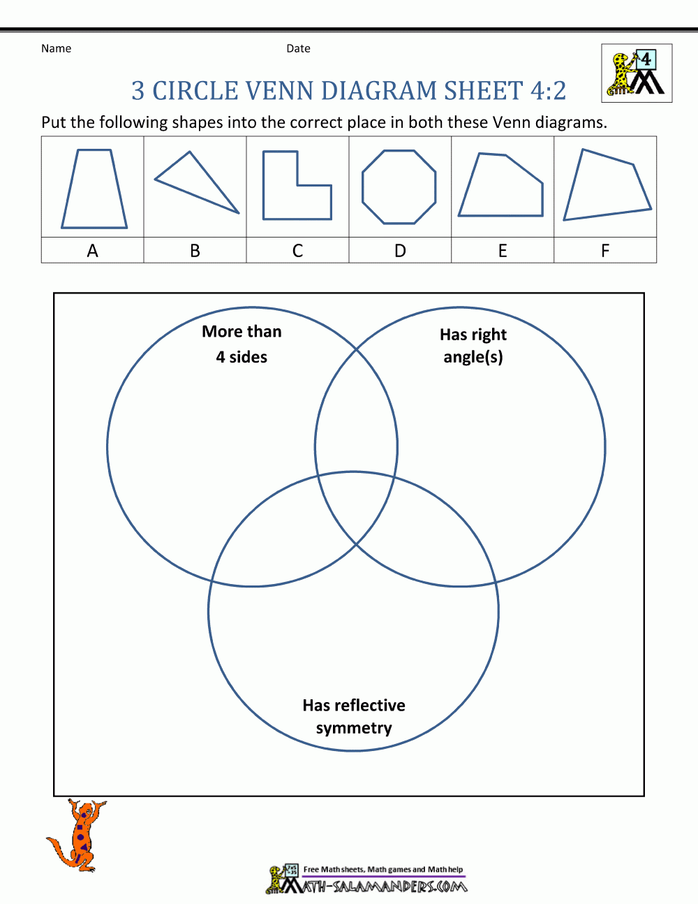 3 Circle Venn Diagram Worksheets