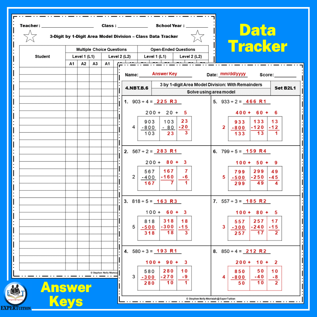 3 Digit By 1 Digit Area Model Division Grade 4 Worksheets ExperTuition 3 Digit By 1 Digit Area Model Division Grade 4 Worksheets ExperTuition