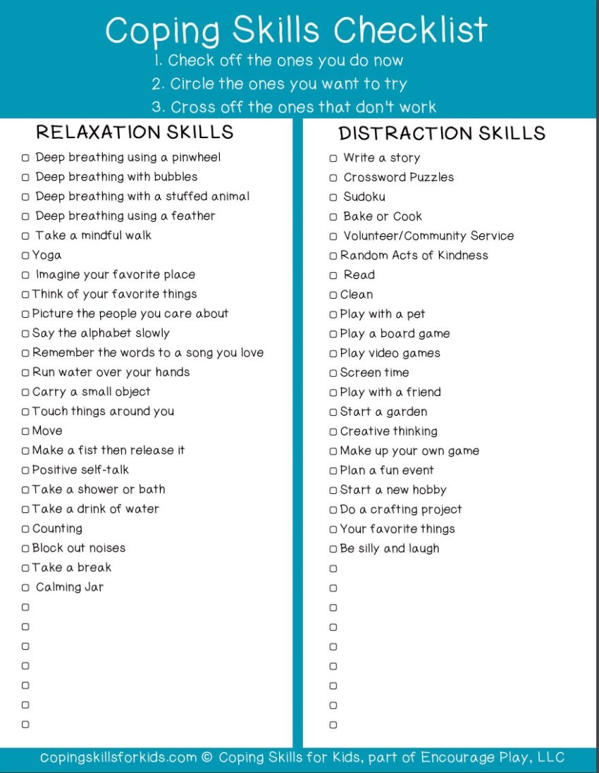 3 Easy Stress And Anxiety Coping Skills Worksheets For Teens Worksheets Library