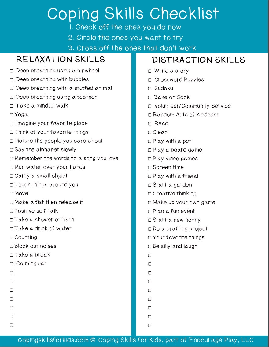 3 Easy Stress And Anxiety Coping Skills Worksheets For Teens Worksheets Library