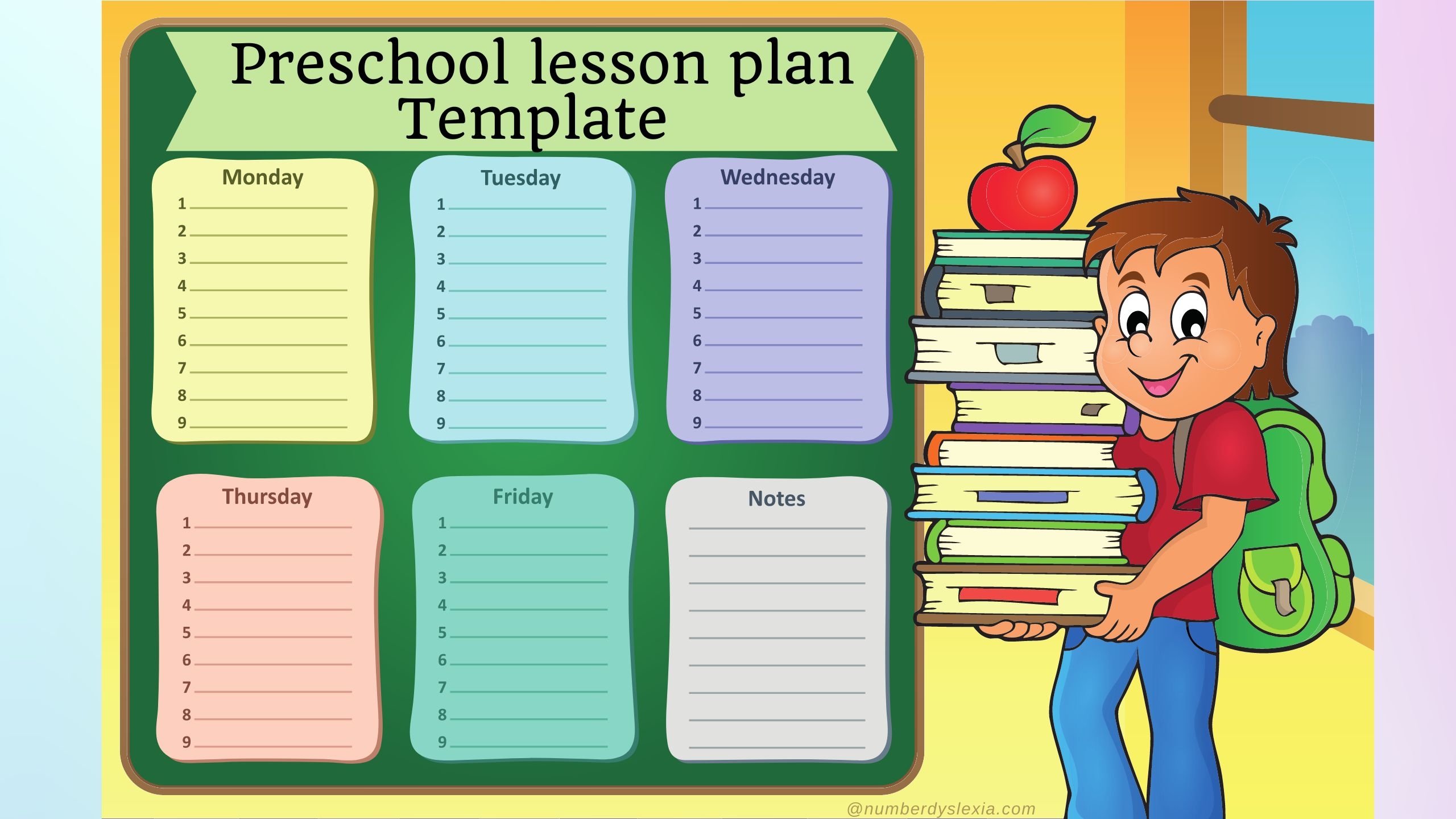 3 Printable Preschool Lesson Plan Templates PDF Included Number Dyslexia