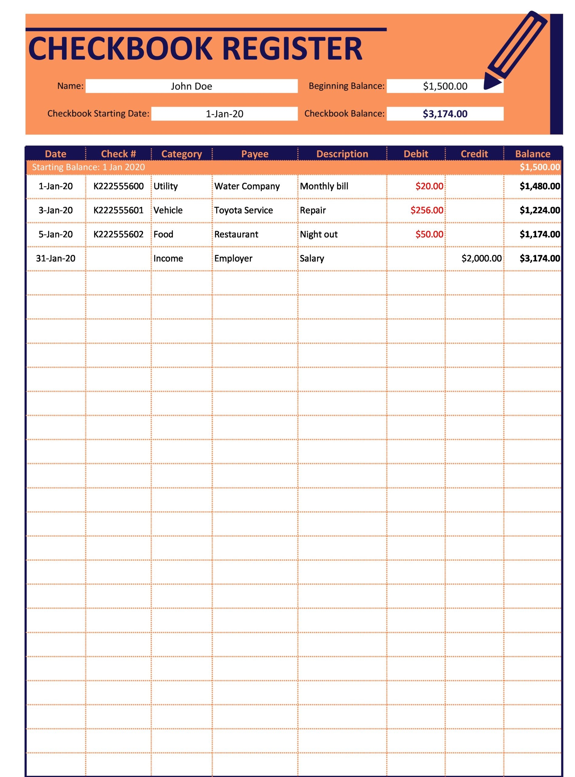 Printable Checkbook Register Worksheet Printable Checkbook Register Worksheet