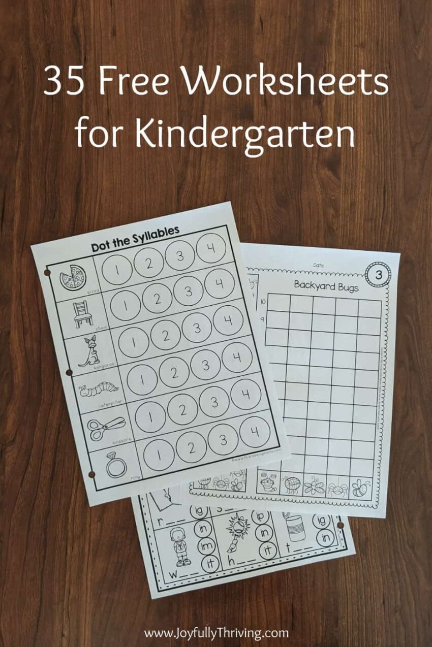 35 No Prep Free Kindergarten Worksheets Activities