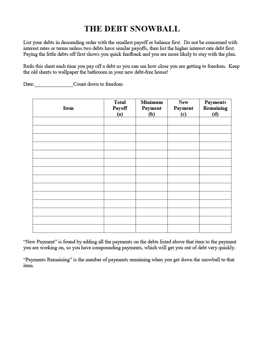 Build Your Own Printable Debt Worksheet Build Your Own Printable Debt Worksheet