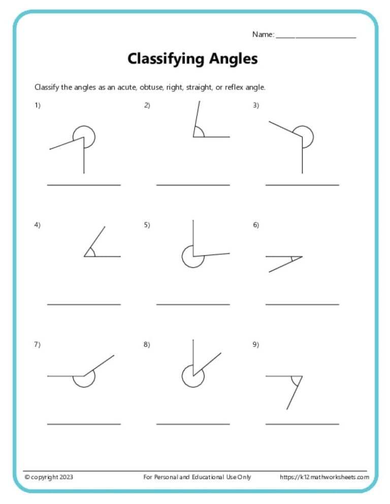 3rd Grade Lines And Angles Worksheets K12 Math Worksheets