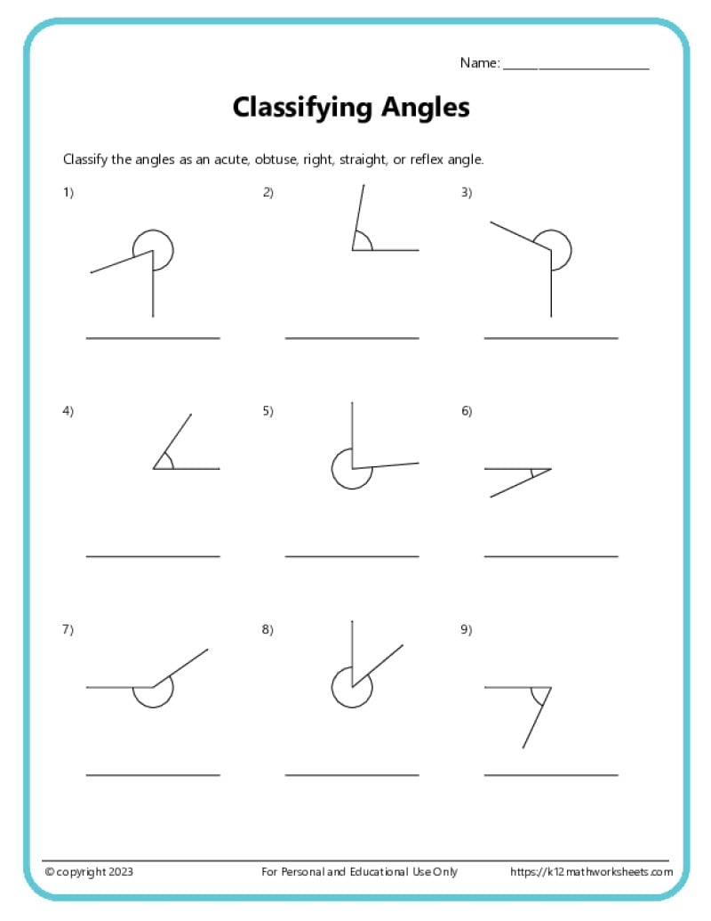 3rd Grade Lines And Angles Worksheets K12 Math Worksheets