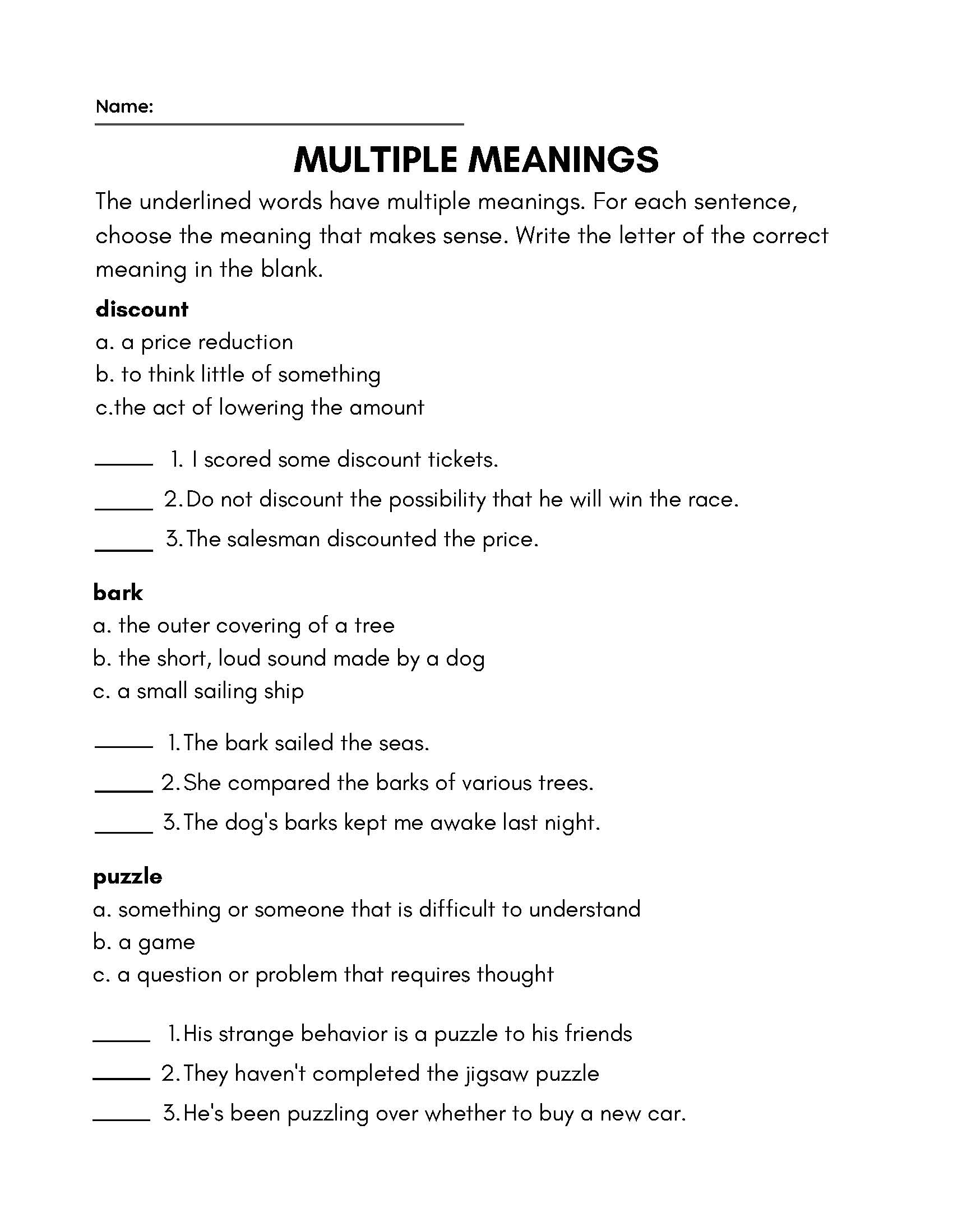 3rd Grade Vocabulary Worksheets Made By Teachers