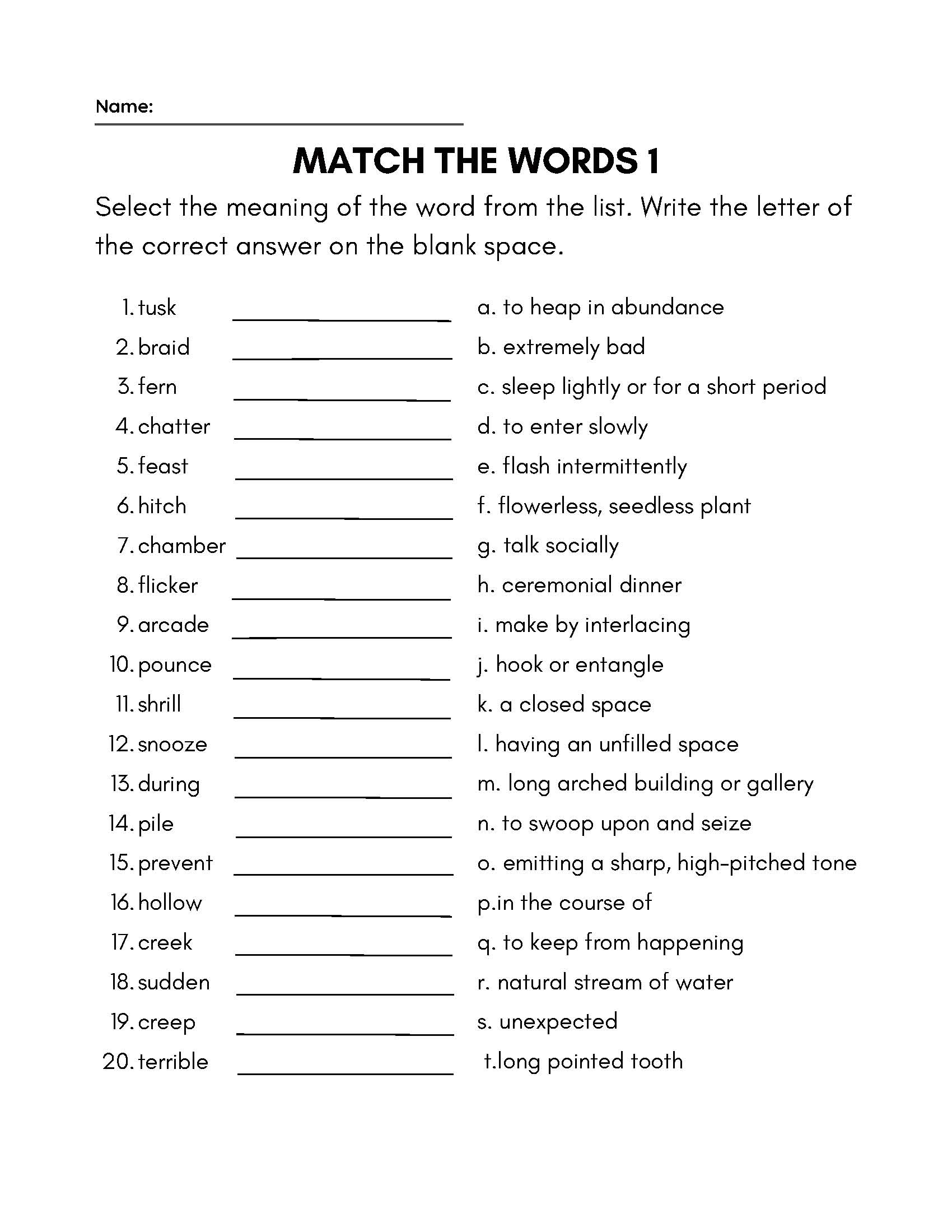3rd Grade Vocabulary Worksheets Made By Teachers