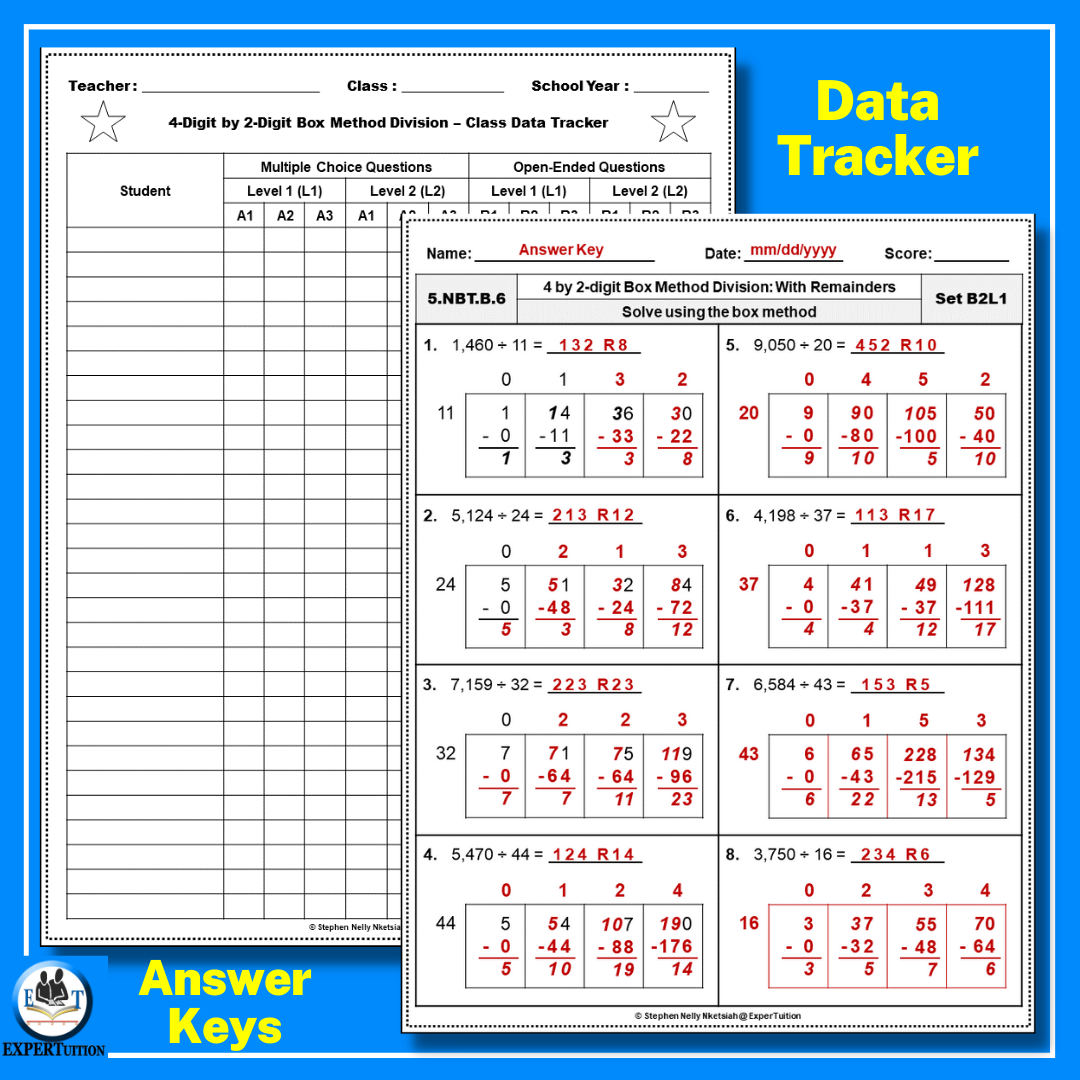 4 Digit By 2 Digit Box Method Division Worksheets 5th Grade 4 Digit By 2 Digit Box Method Division Worksheets 5th Grade