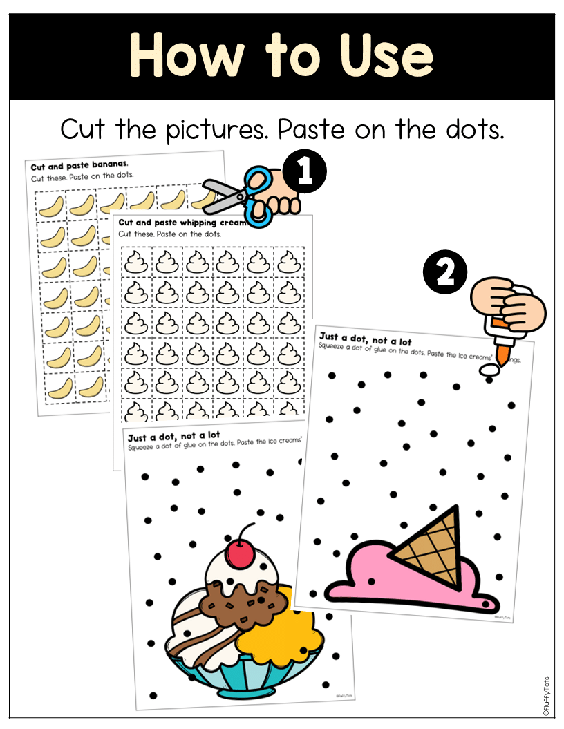 40 Pages Fun Ice Cream Theme Glue Practice Worksheet For Preschool FluffyTots