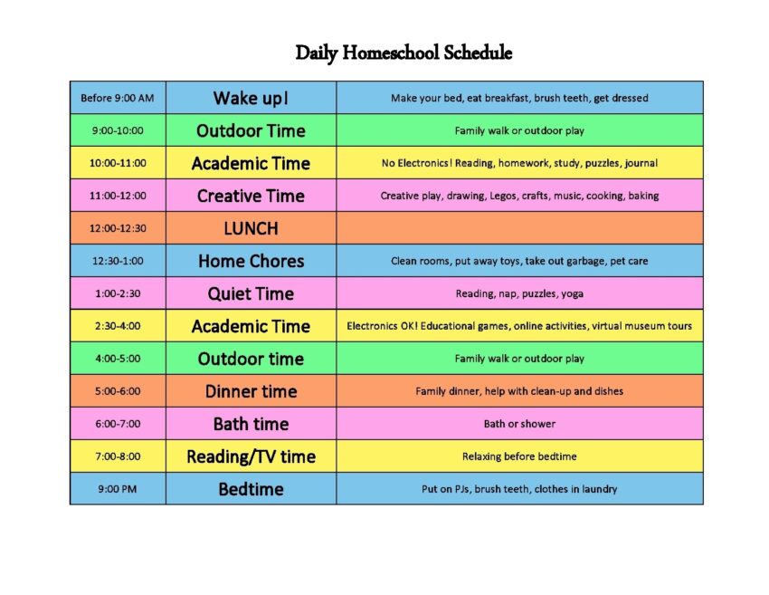 44 Editable Homeschool Schedule Templates FREE