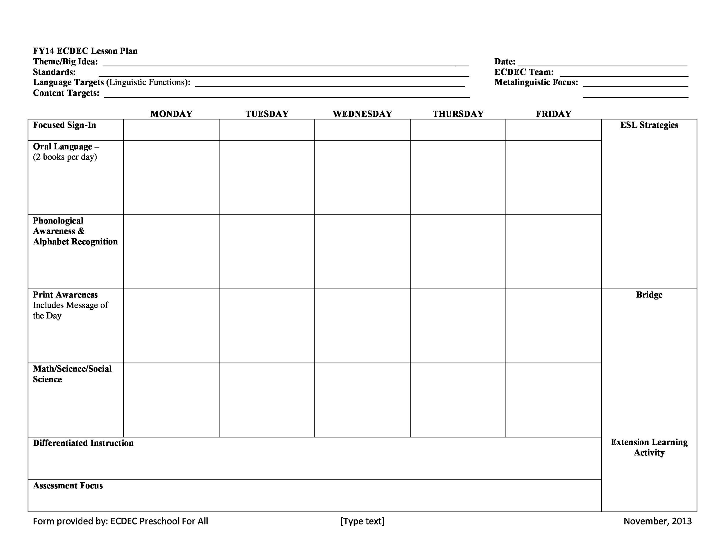 44 FREE Lesson Plan Templates Common Core Preschool Weekly 44 FREE Lesson Plan Templates Common Core Preschool Weekly