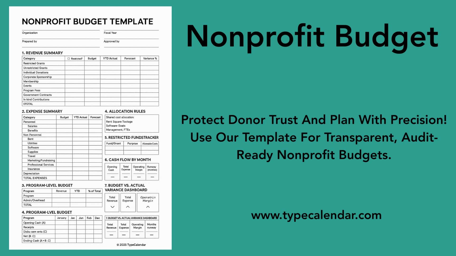 Nonprofit Blank Printable Budget Worksheet Pdf