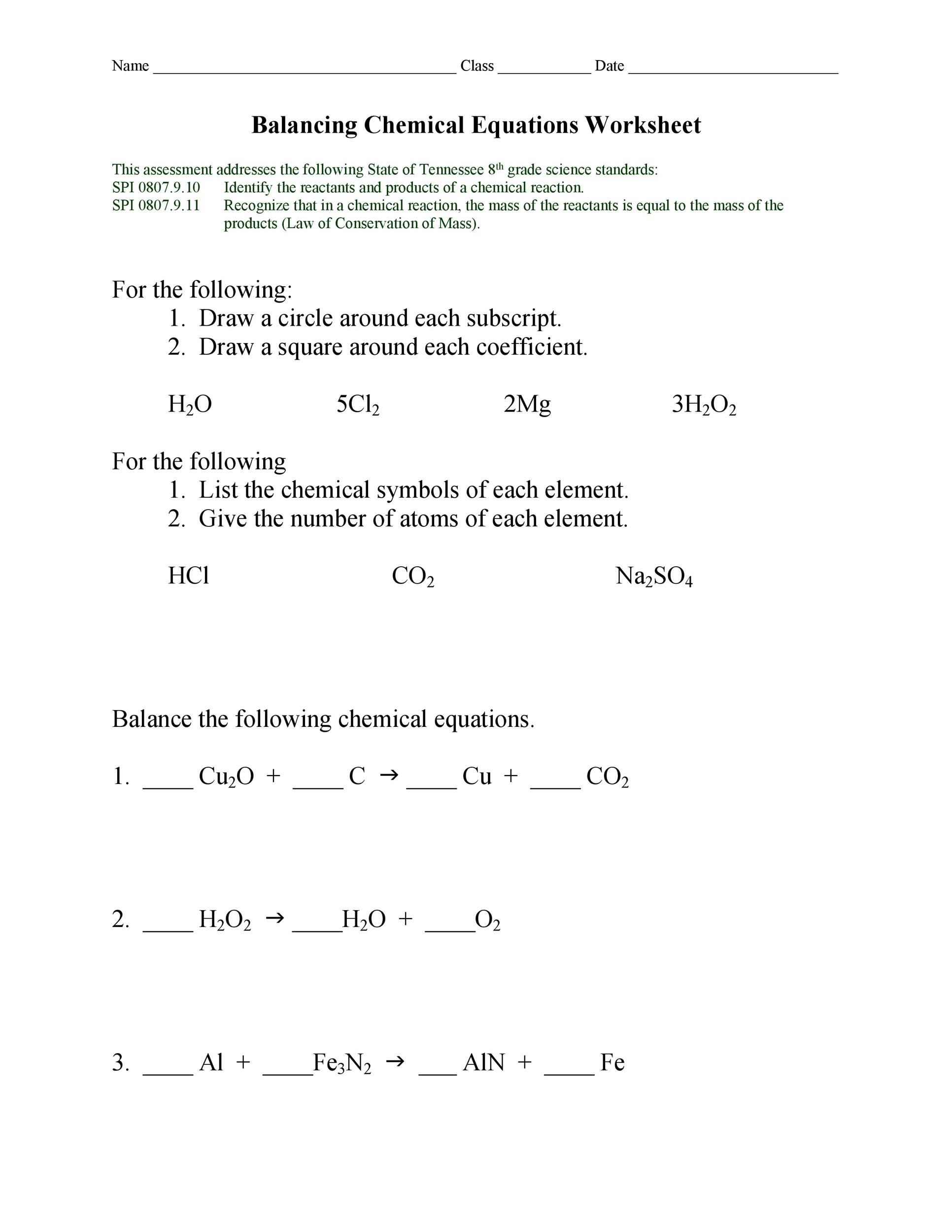 Free 10th Grade Chemistry Worksheets Free 10th Grade Chemistry Worksheets