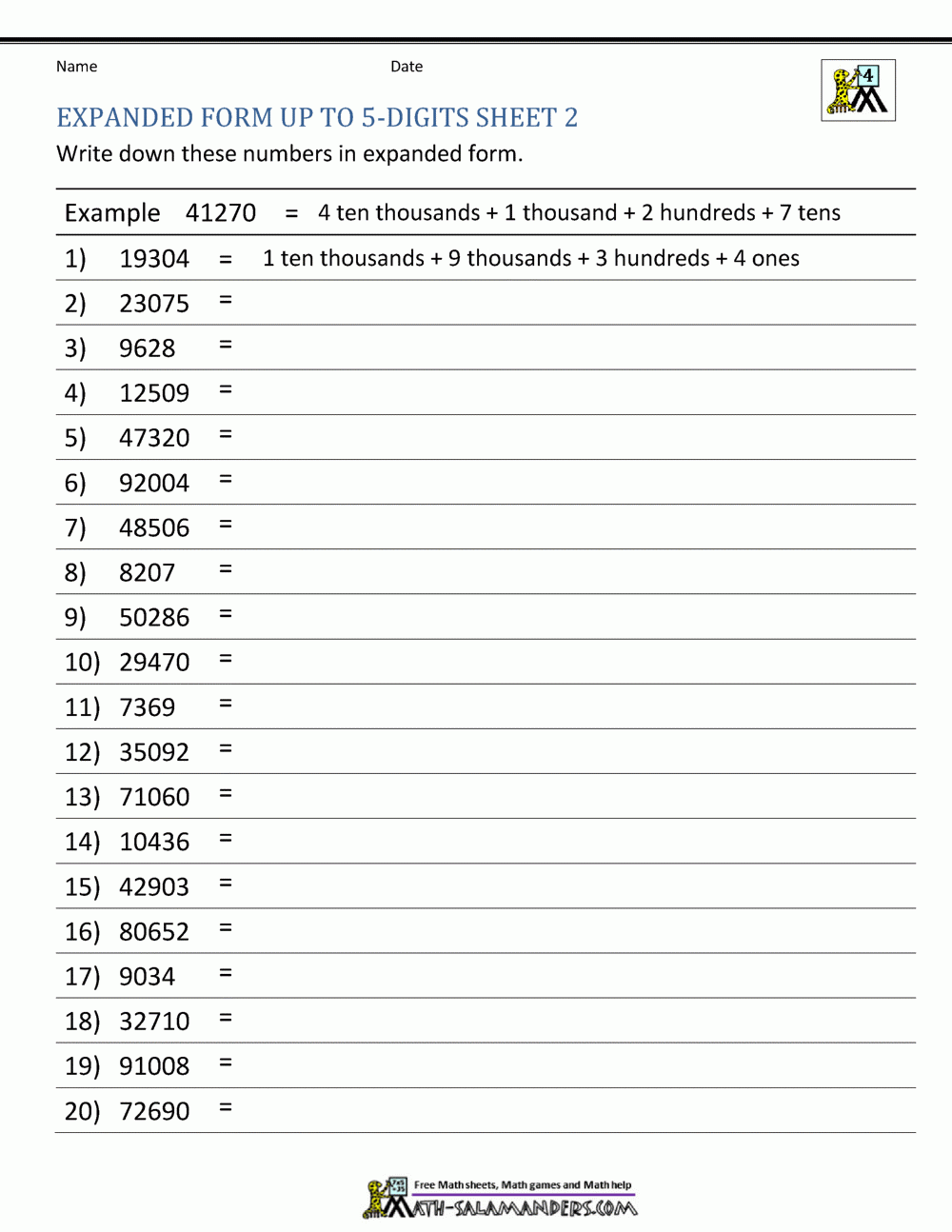 4th Grade Expanded Form Worksheet Practice Sheets Exercises 4th Grade Expanded Form Worksheet Practice Sheets Exercises