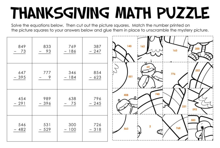 4th Grade Math Worksheets For Thanksgiving 15 Free PDF Printables Printablee