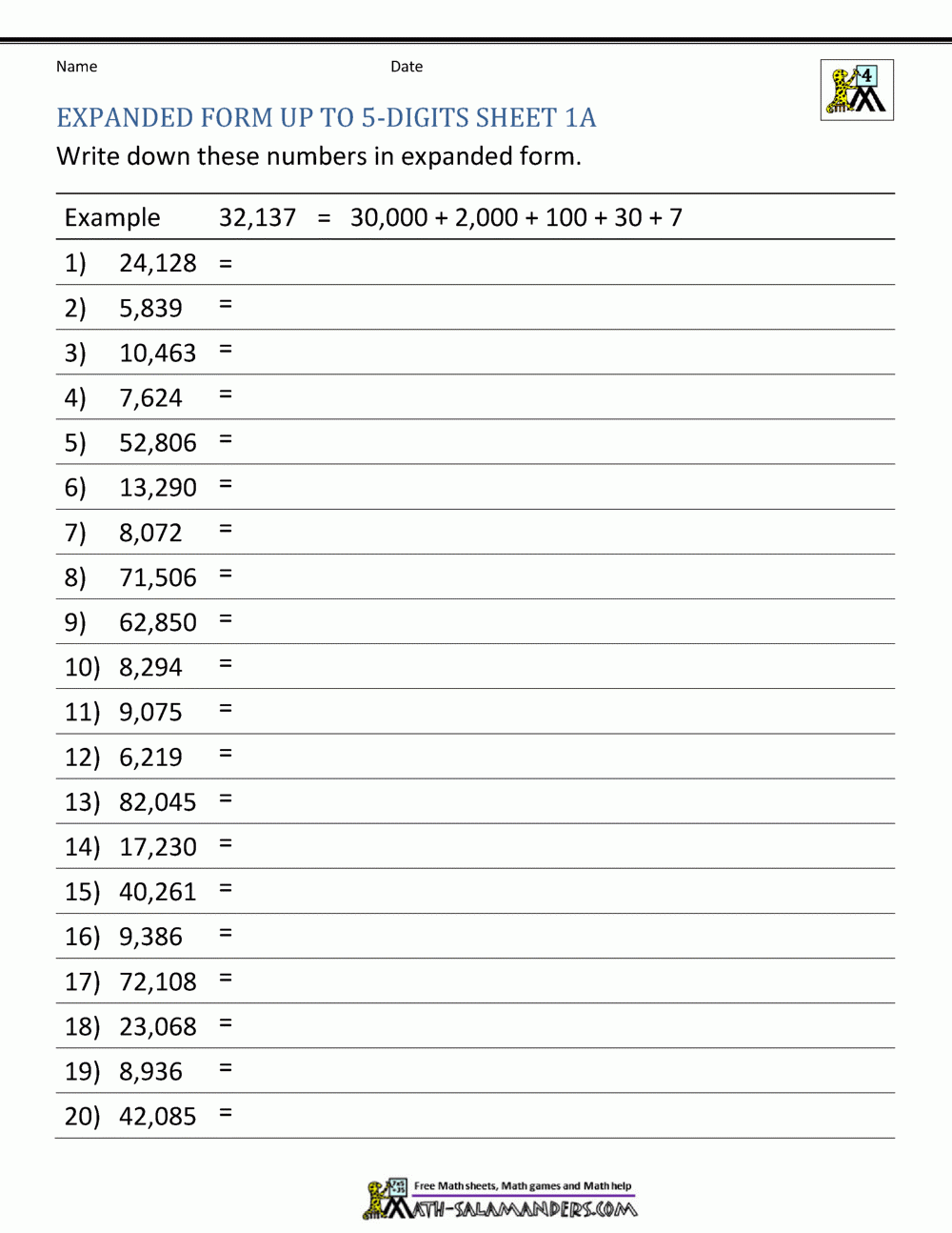 4th Grade Place Value Worksheets 4th Grade Place Value Worksheets